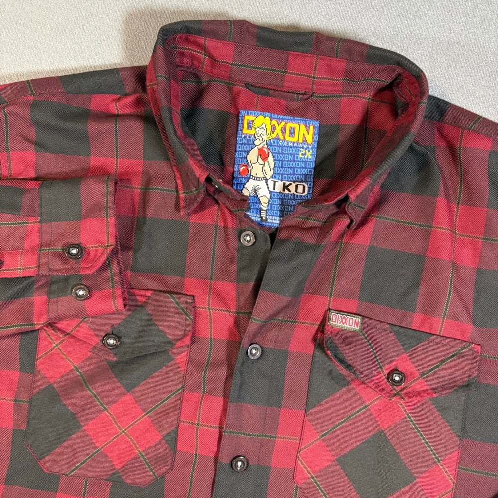 Dixxon‎ Flannel Shirt Mens XXL Red Black Plaid TKO Mike Tyson Outdoor Rare